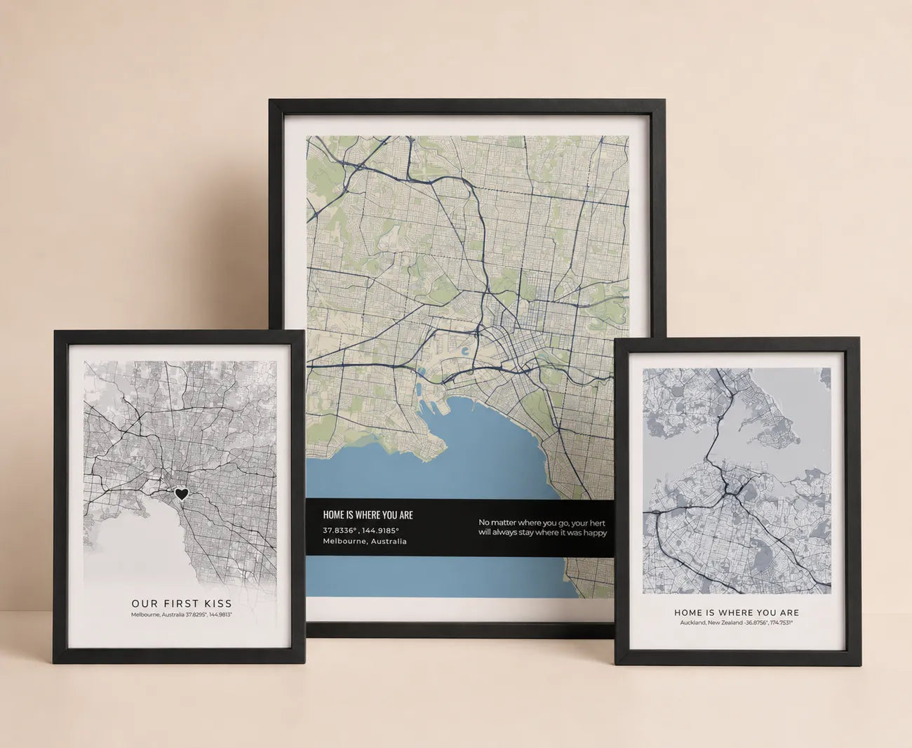 Framed personalised city map print