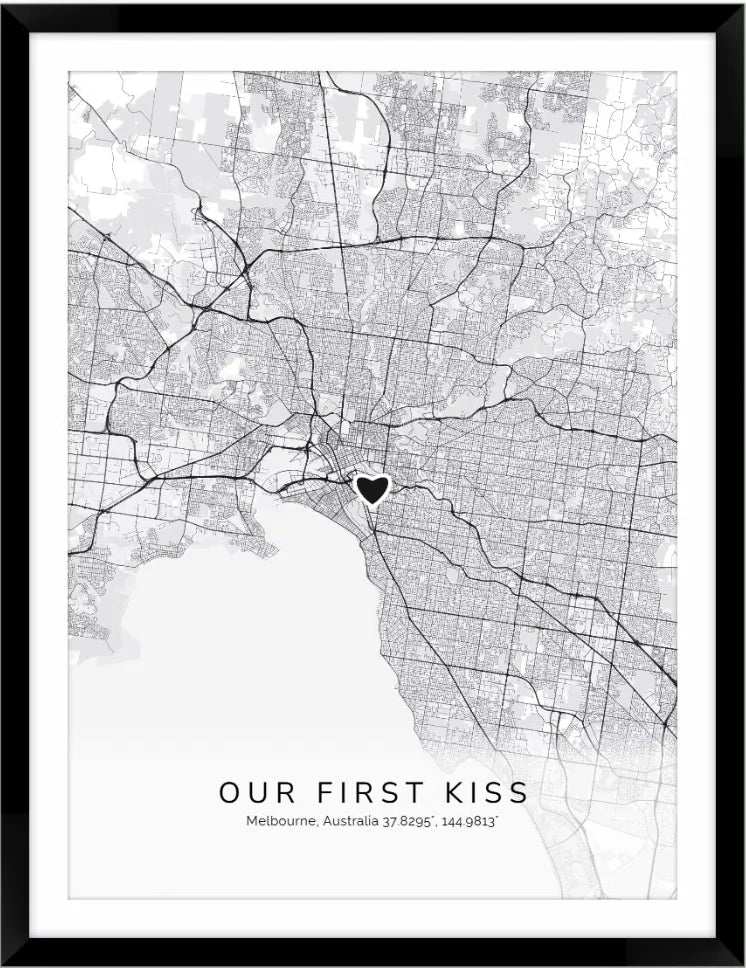 Our First Kiss city map print style