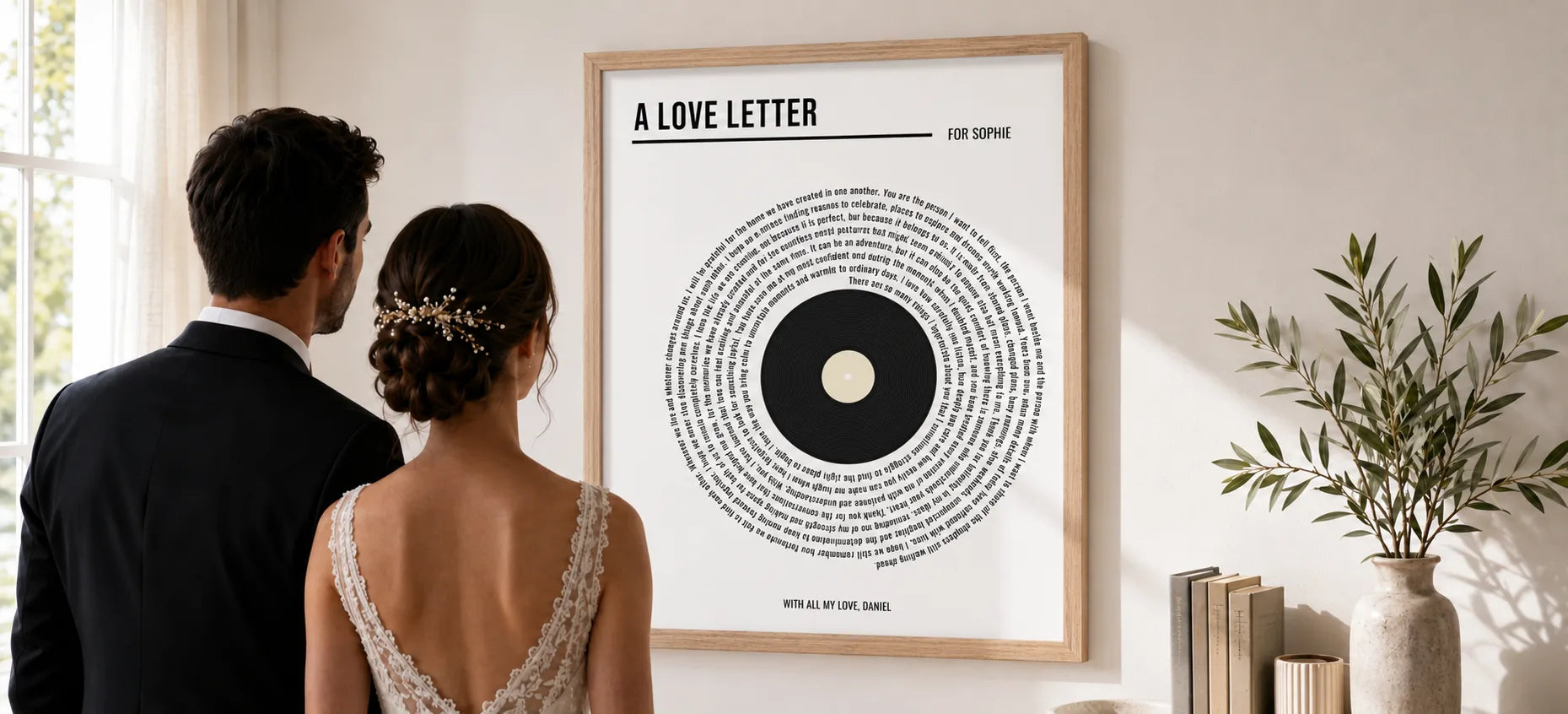 Quadro personalizado com texto customizado em uma parede