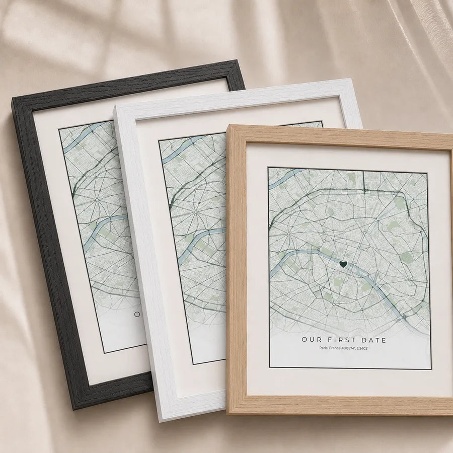 Wood frame colours: black, white and natural