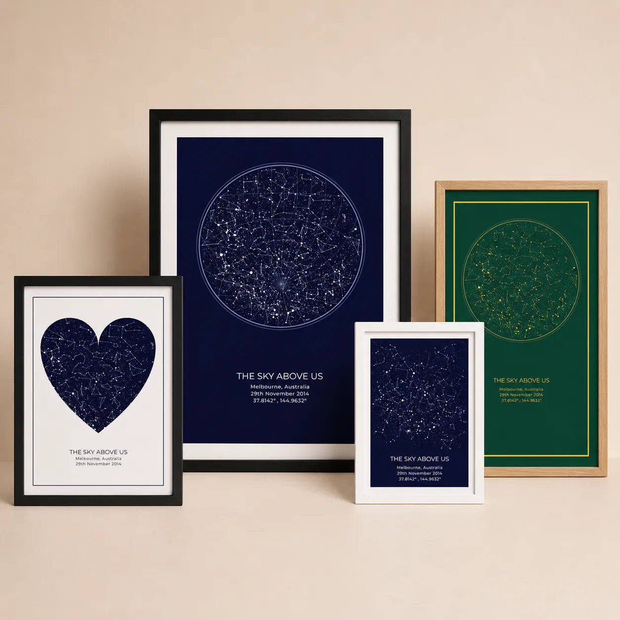 Framed personalised star map print